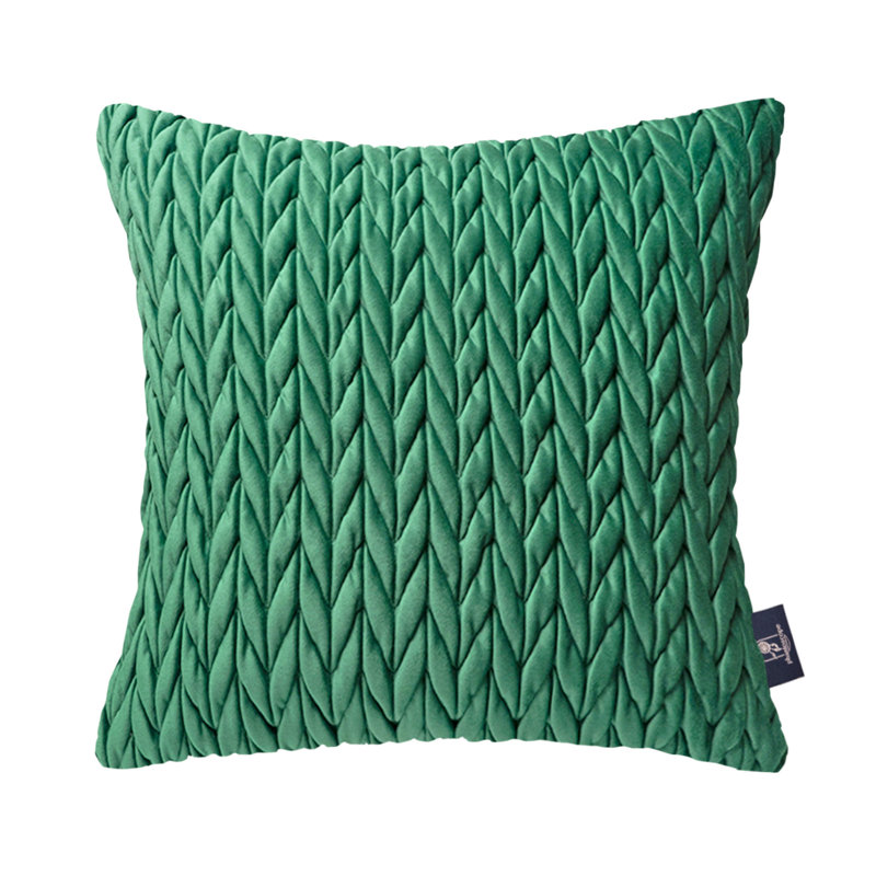 Coussins en velours matelassé, coussin décoratif texturé tressé, Carré H 18 po x l 18 po, Marine