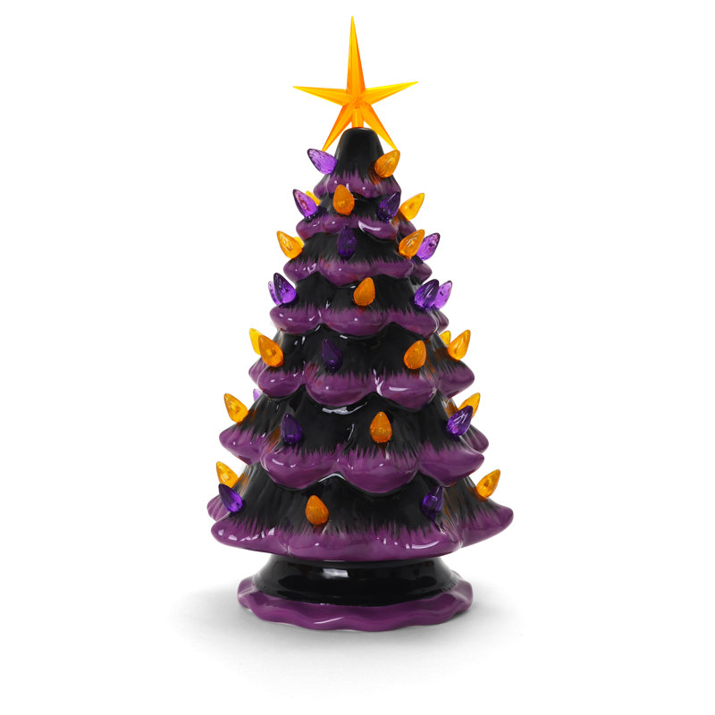 Arbre de Noël d'Halloween en céramique, Mauve / Noir