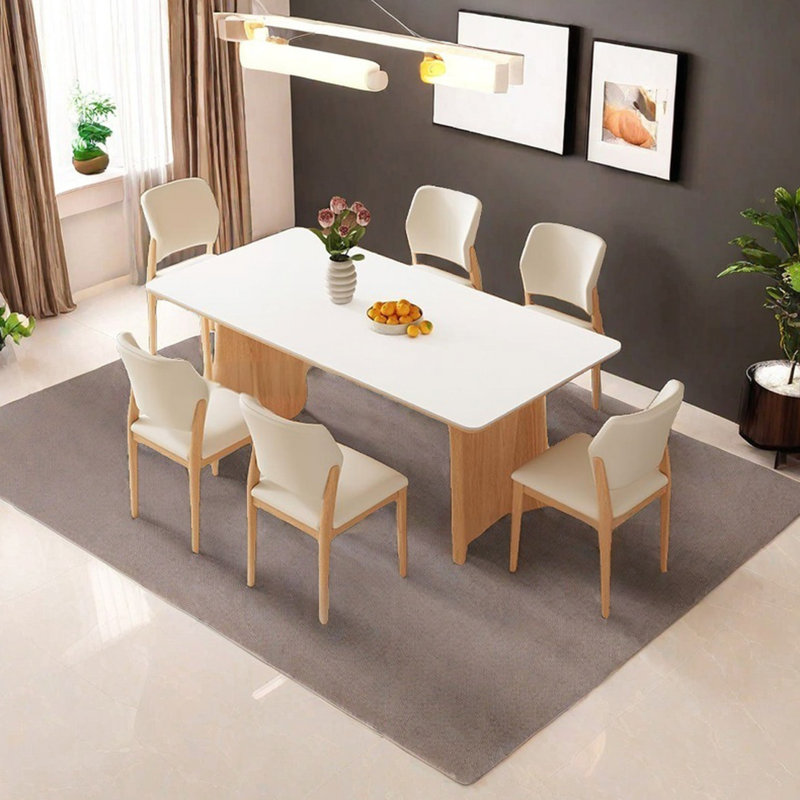 Table de salle à manger en bois de frêne ardoise, H 29,52 po x L 55,11 po x l 31,49 po