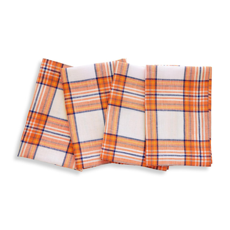 Orange Plaid - 100% Pure Line Dinner Napkins