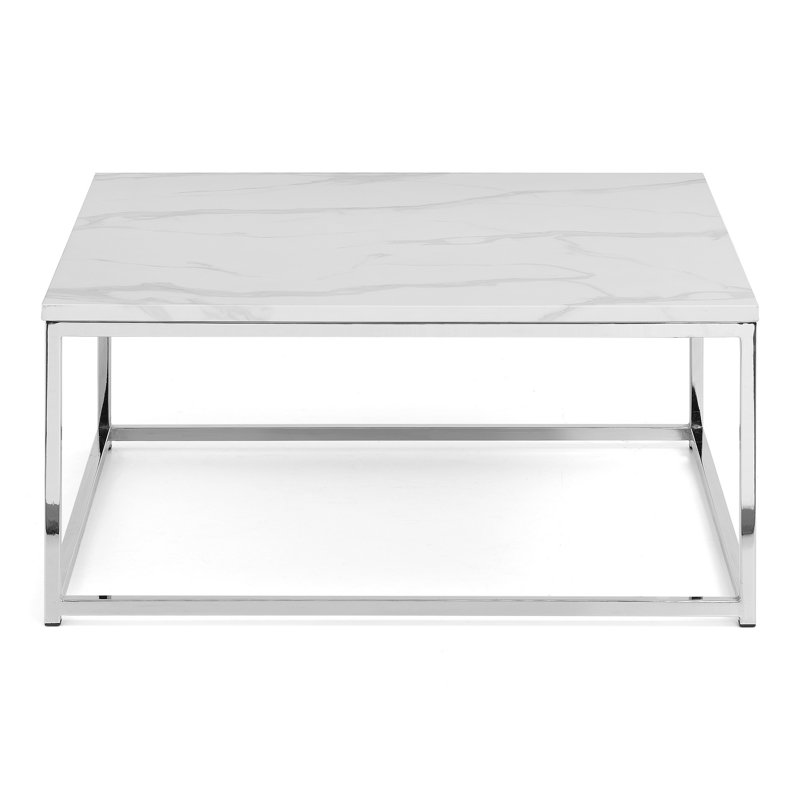 Rumi Frame Coffee Table, White, Chrome