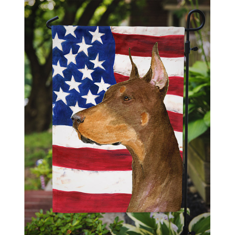 2 côtés en polyester de 2 côtés american drapeau de jardin, Doberman 4