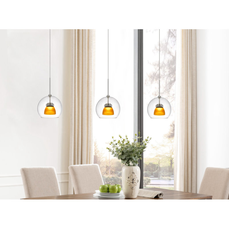 Luminaire suspendu géométrique à 1 lumière Lamanna, Transparent / jaune givré