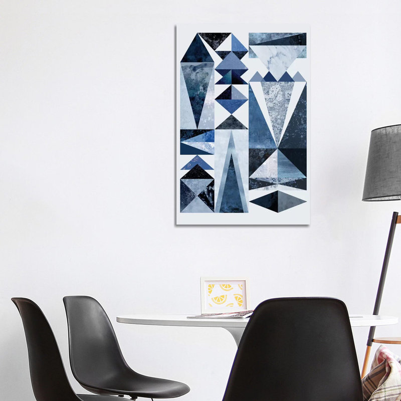 Blue Shapes by Mareike Böhmer - Wrapped Canvas Print, 152.5 cm H x 101.5 cm W