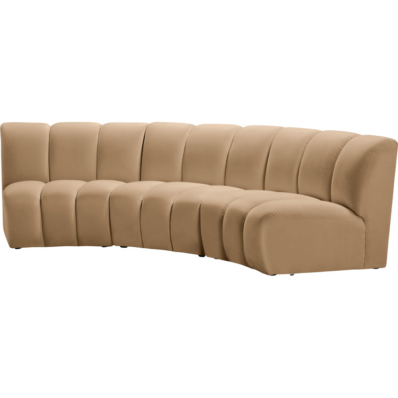 Canapé modulaire en velours Infinity, 3 pièces, Velours brun clair