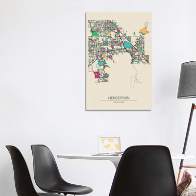 Henderson, Nevada Map by Ayse Deniz Akerman - Wrapped Canvas Gallery-Wrapped Canvas Giclée