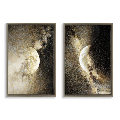 Ensemble de cadres flottants 2 pièces Moons with Starry Nebulas, design par Gemma Bardot