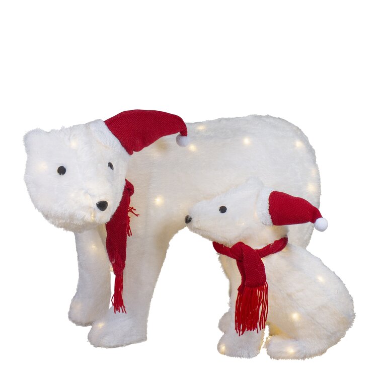 Northlight Set of 2 LED Lighted Chenille Polar Bears Outdoor ...