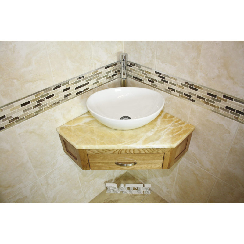 Crank 550mm Single Bathroom Vanity with Vessel Ceramic Basin, Golden Onyx
