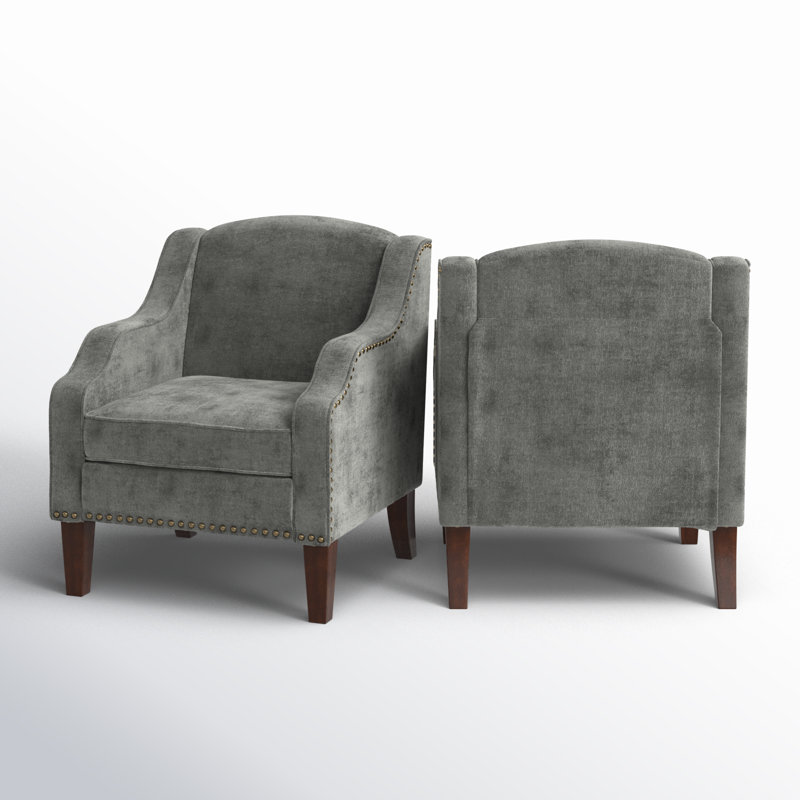 Ensemble de 2 fauteuils Aleitha, Polyester gris