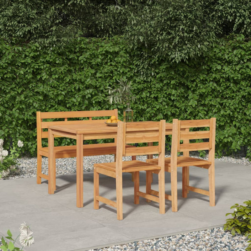 Ensemble de salle à manger 4 pièces en bois de teck massif, L 55,1 po x l 31,5 po x H 30,3 po