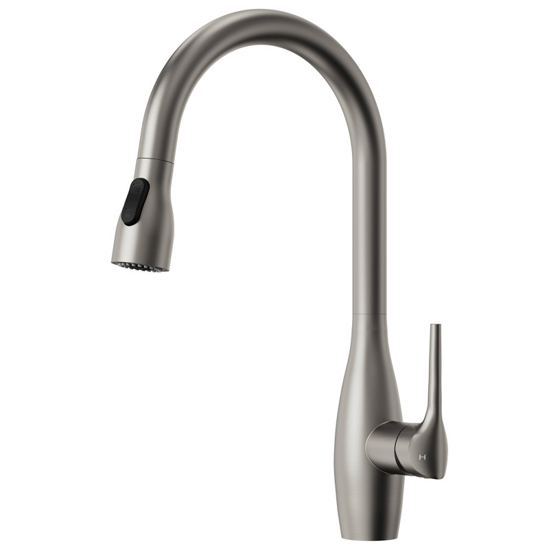 Dual Function Single Handle Pull Down Kitchen Faucet, Stainless Steel