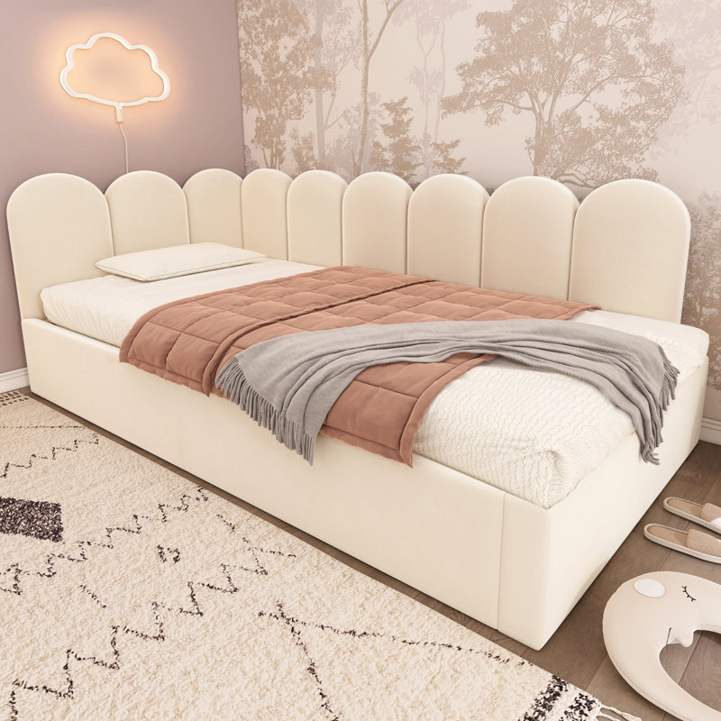 Upholstered Bed Daybed With Pull-Out Bed, Twin Size Single Sofa Bed,Guest Beds For Adults And Children, Bed With Metal Slatted Frame, Velvet (Without Mattress)