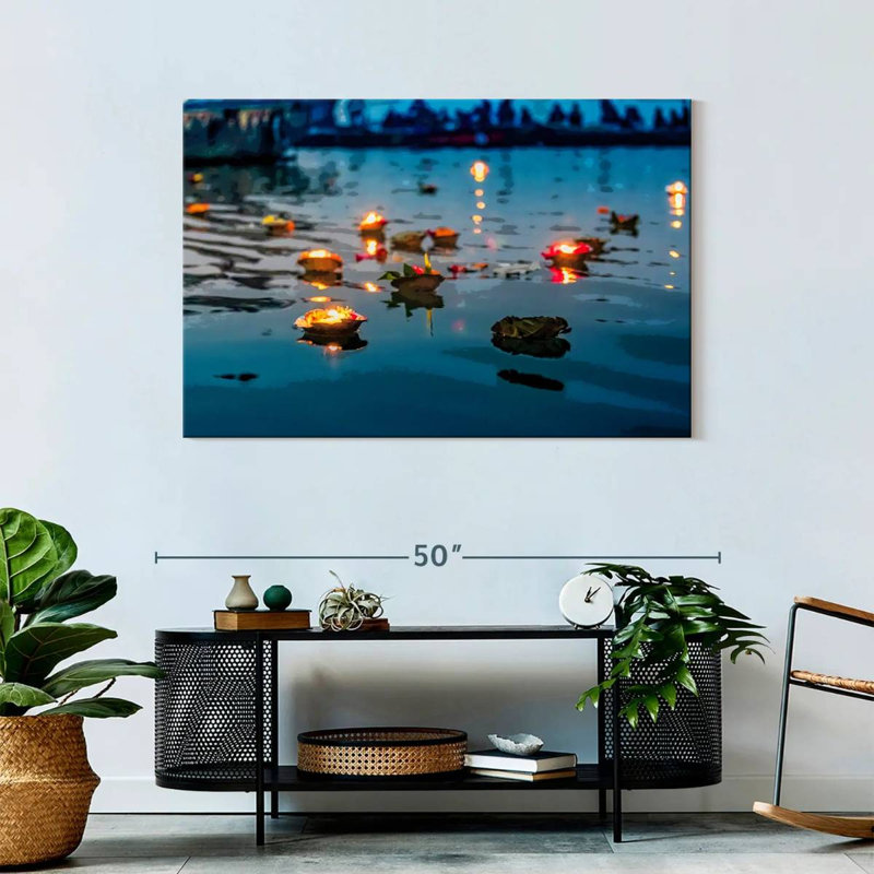 Ravi Ganges River Offerings, 30" H x 45" W