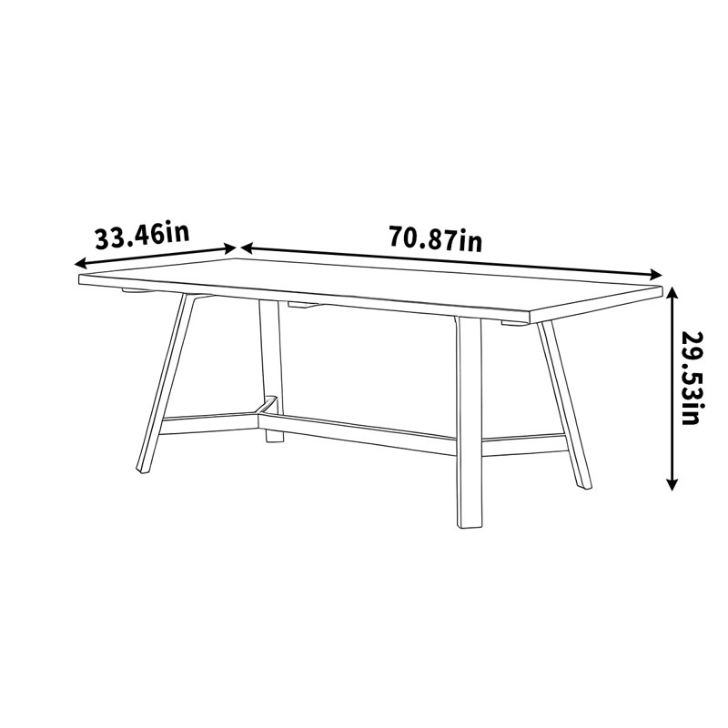 Pieds en bois de noyer noir massif, H 29,53 po x L 70,87 po x l 33,46 po