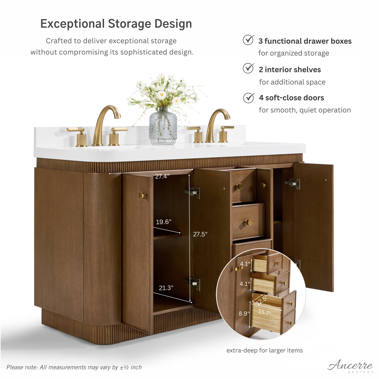 Aston Oak Single Bathroom Vanity, Chestnut Oak, 72 inch