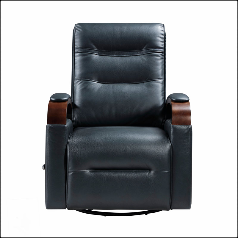 Luxueux fauteuil inclinable et pivotant avec revêtement en similicuir et accoudoirs en bois d'hévéa massif pour une vie moderne