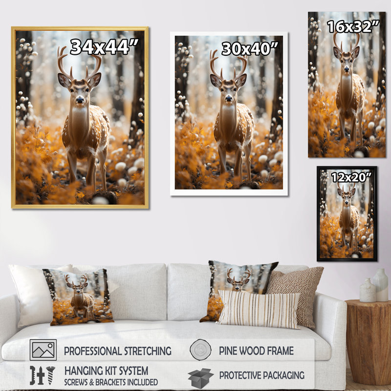 Katrineholm " Katrineholm Deer Graceful Elegance ", Black Floater Framed, 44" H x 34" W x 1.5" D