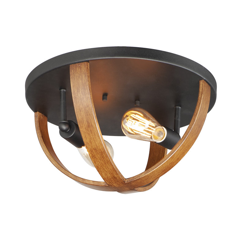 Plafonnier encastré 2 lumières 15,75 po Kesgrave, Pacane antique / Noir