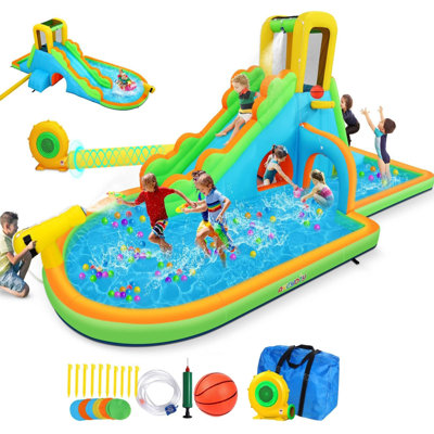 Parc gonflable gonflable avec toboggan aquatique pour enfants 18 pi x 7,5 pi Adam