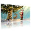 Noël, père Noël et renne dans la forêt d'hiver, ensemble de 3 impressions sur toile-2004780131