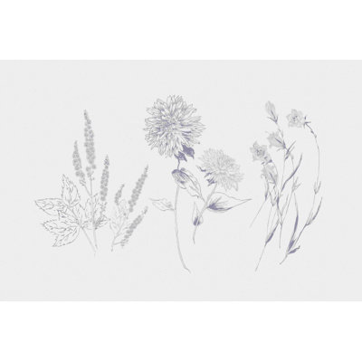 Fleurs sur fond blanc - bleu par Wild Apple Portfolio - peinture sur toile tendue