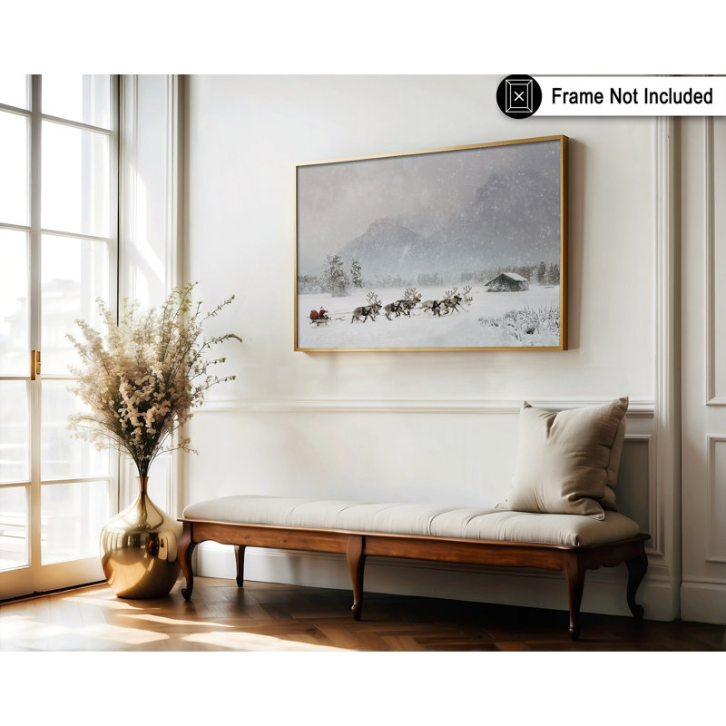 Père Noël traîneau à rennes, Sans cadre, Affiche, H 18 po x l 24 po