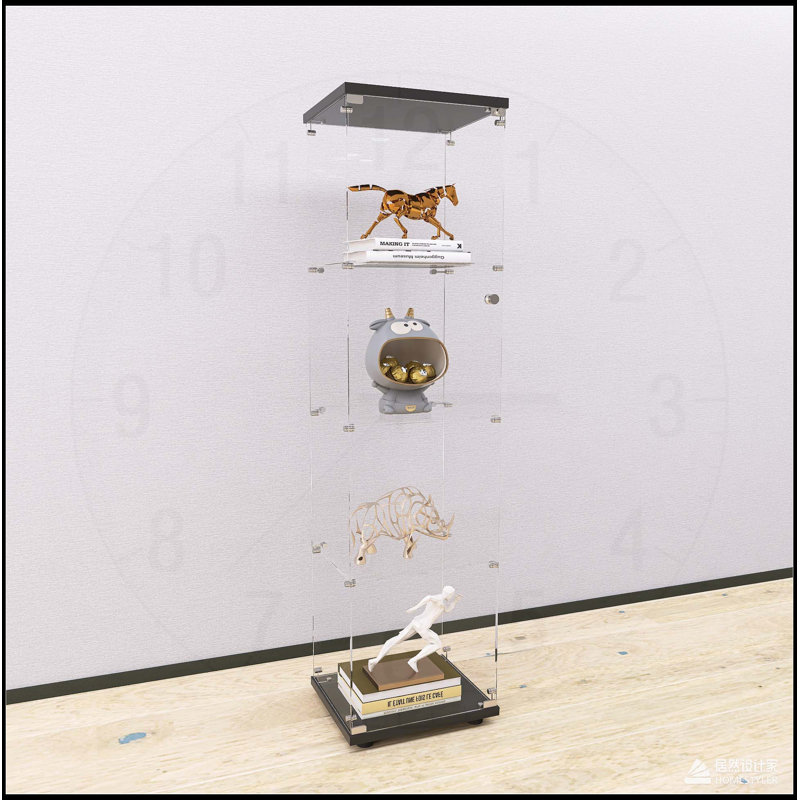 Vitrine en verre polyvalente avec serrure et grand rangement pour 