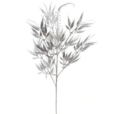 Ensemble de couronne de Noël à faire soi-même de 61 cm avec branches de bambou pailletées argentées de 74 cm