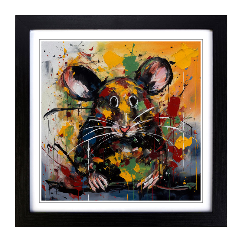 Mouse Abstract Expressionism No.1 - Framed Print, Black