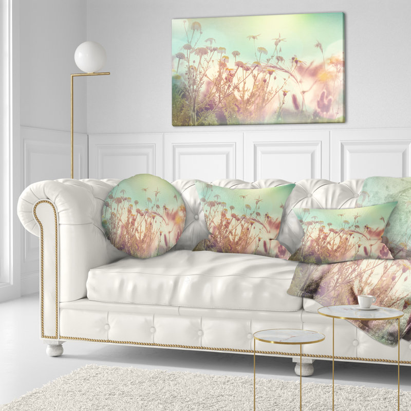 Coussin de gazon et d’herbe fleur d’été, 16 po x 1 po, Coussin décoratif