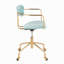 Chaise de bureau contemporaine en métal doré et velours bleu clair