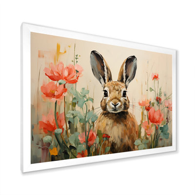 Curious Floral Rabbit Meadow I - Rabbit Animal Wall Art