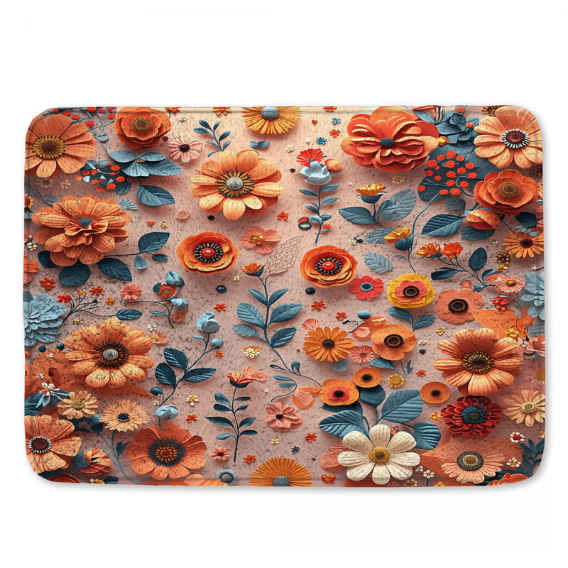 Décoration florale tapis de bain bohémien, L 34 po x L 21 po