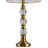 Crystal Table Lamp with Natural White Linen Shade, Vintage Rustic