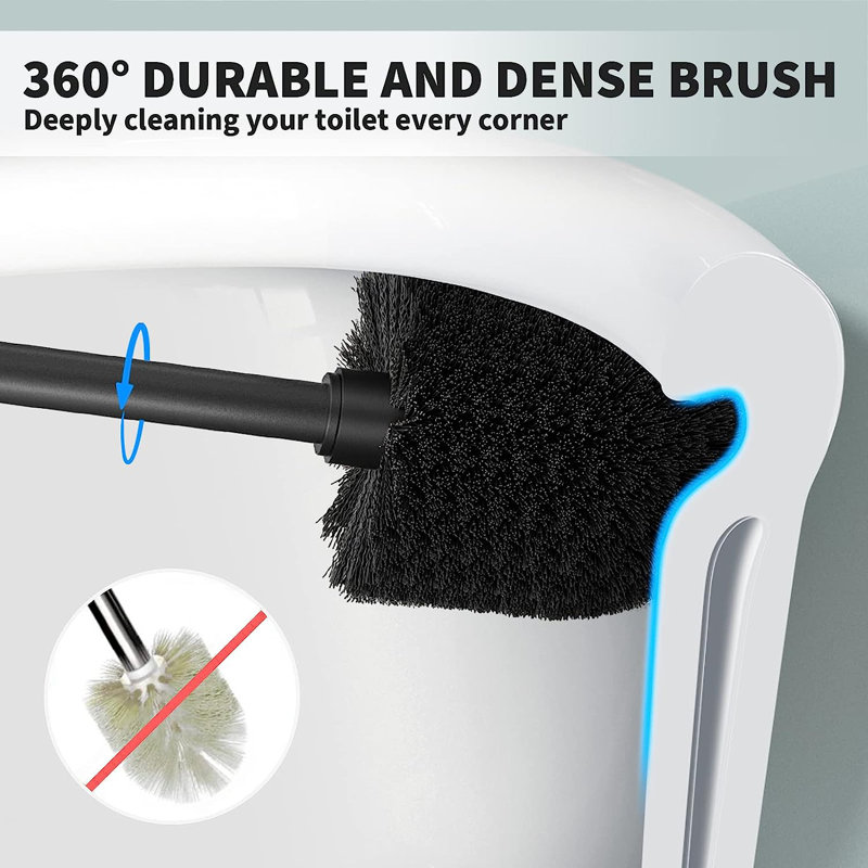 Toilet Bowl Brush Holder Set: Bathroom Deep Cleaning Toilet Scrubber Rim Cleaner With Caddy For Restroom Rv- Bronze