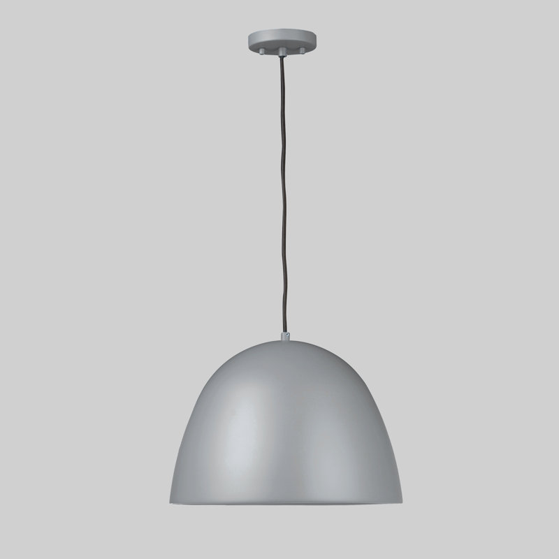 Luminaire suspendu en forme de dôme à 1 lumière DEL Natosha, Gris foncé / café, H 11 po x l 15,75 po x P 15,75 po