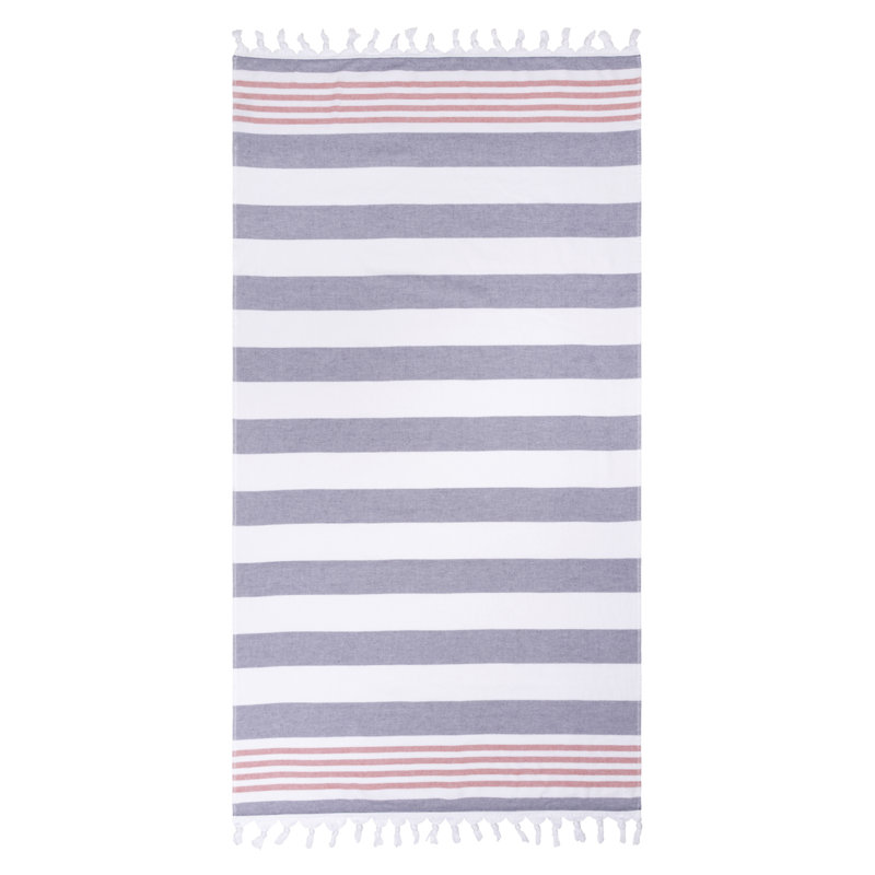 Serviette de plage Marlene, Gris charbon / Rouge