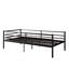 Structure de lit de jour simple en métal avec rails de sécurité, lit plateforme noir robuste pour chambre d'enfant et chambre d'amis, assemblage facile