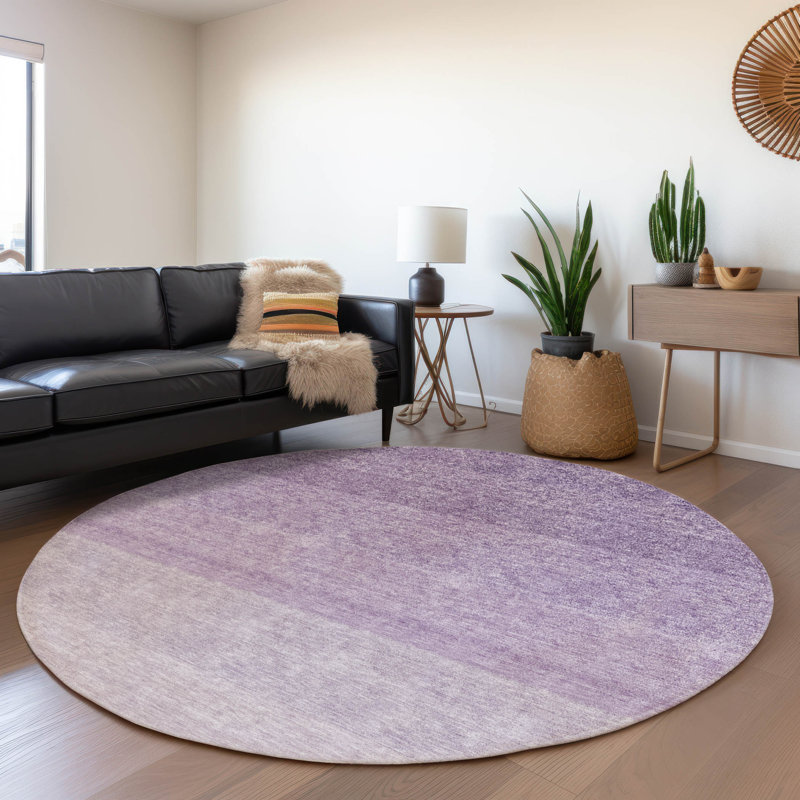Premium Machine Washable Prisco Purple Rug, Round 8'