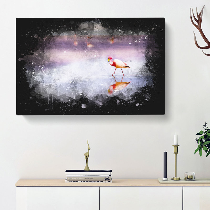 Flamingo Reflection - Wrapped Canvas, 35cm H x 50cm W x 3cm D
