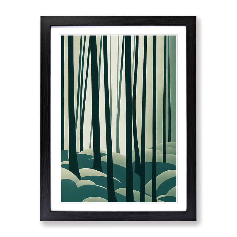 Meader Japanese Forest Design Vol.1 - Picture Frame Print, Black, 64cm H x 46cm W x 2cm D