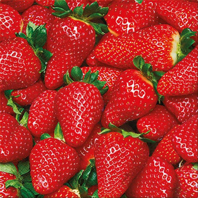 Set Of 20 Luncheon Size Raw Strawberries Napkins