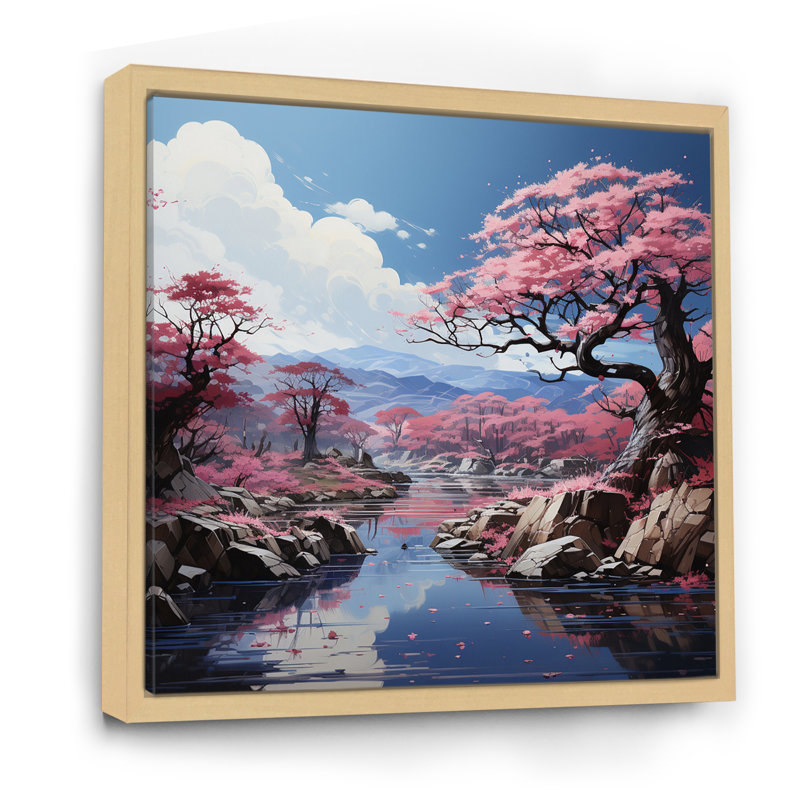Fleur de cerisier du Japon sérénité II - impression, H 30 po x l 30 po x P 1 po, Cadre naturel flottant