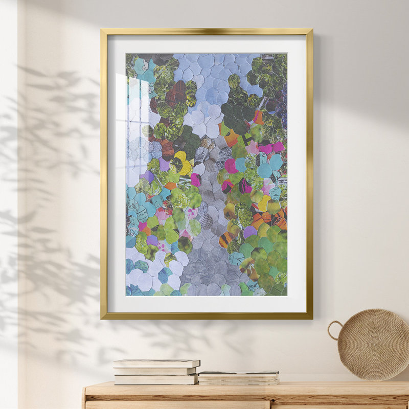 Jardin magenta - impression encadrée, H 25,5 po x l 17,5 po, Doré