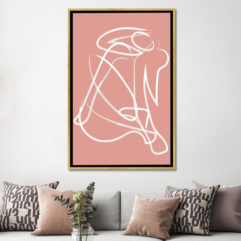 « Silhouette rose » par Mambo art studio-impression, Pas de tapis, Toile encadrée d'or, H 60 po x l 40po x P 1,5 po