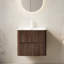 Meuble-lavabo de salle de bain NOOR 24 po avec lavabo, armoire de rangement murale en contreplaqué flottant avec 2 tiroirs, lavabo en céramique blanche, robinet NO, pré-assemblé, couleur grain de bois noyer rétro-304521561-304521564