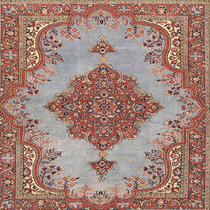 Tapis traditionnel mehroon/noir/crème, Carré 4 pi