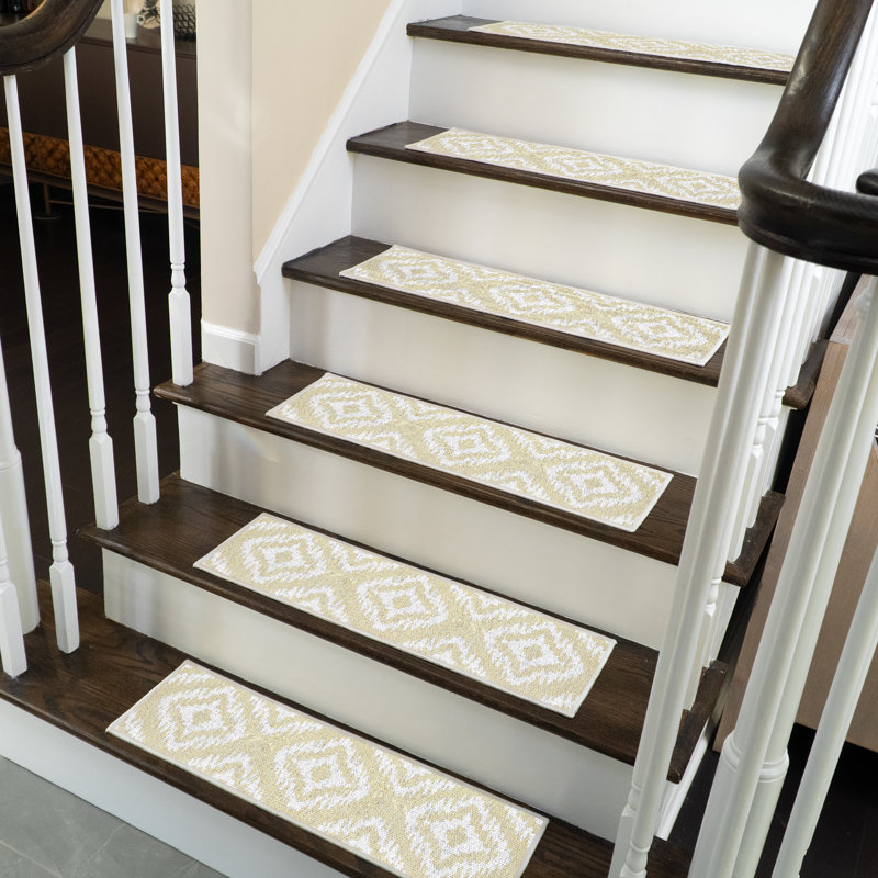 Tapis d'escalier intérieur antidérapant Mountainburg, Jaune crème banane