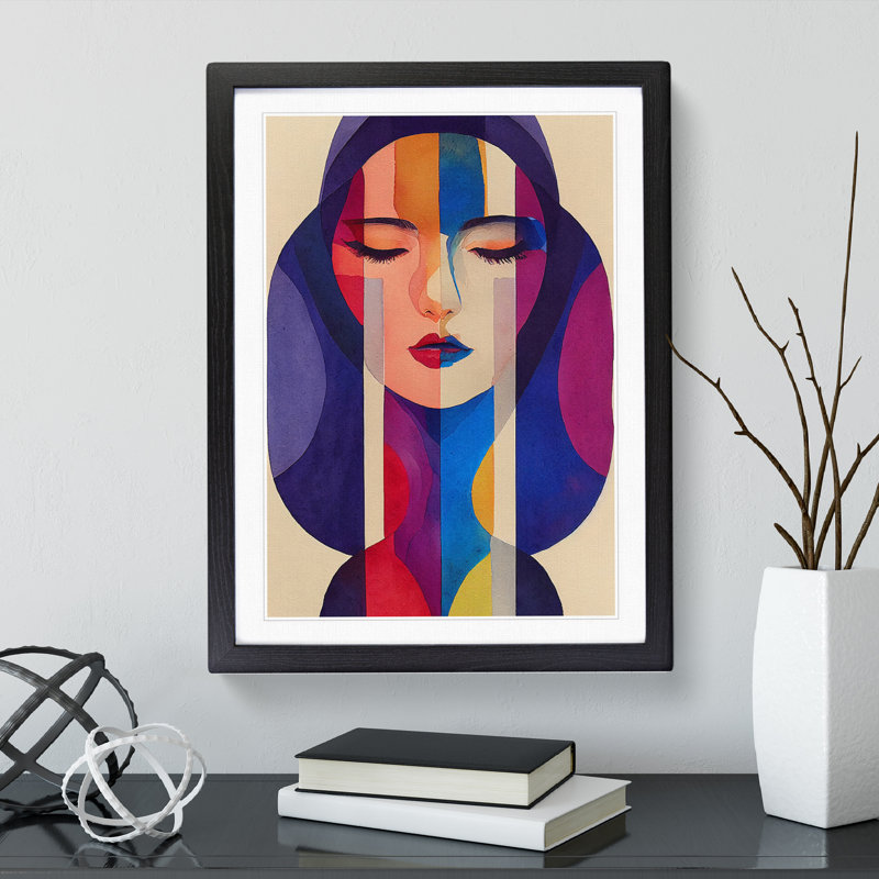 Woman Abstract Watercolour No.2 - Wall Art, Black Framed, 64cm H x 46cm W